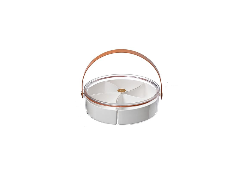 Clear Divided Serving Tray with Lid and Handle - Pack of 2