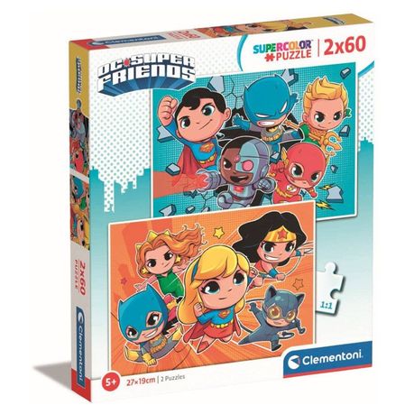 Clementoni - Puzzle 2X60 Pièces Dc Comics Superfriends, Puzzles