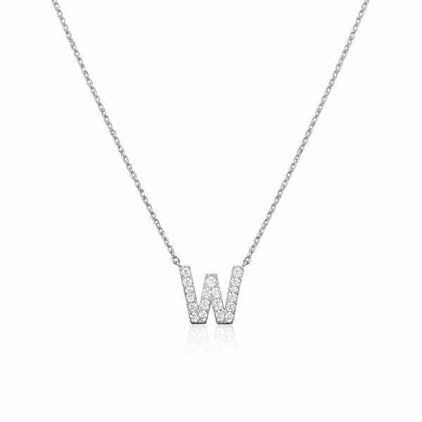 Letter W Necklace - Silver image