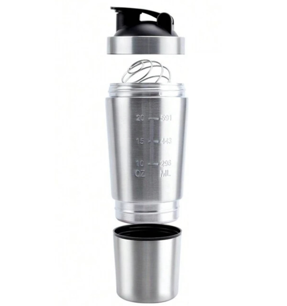 Stainless Steel Double Decker Protein Shaker With Powder Storage - 791ml