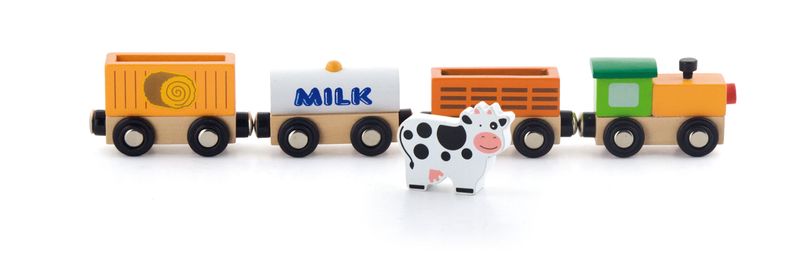 Viga Magnetic Train Set with 1 Farm Animals 5 Piece