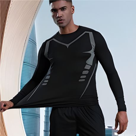 Men Sports Top Tights Compression Base Layer Tretch Long Sleeve Clothes, Shop Today. Get it Tomorrow!
