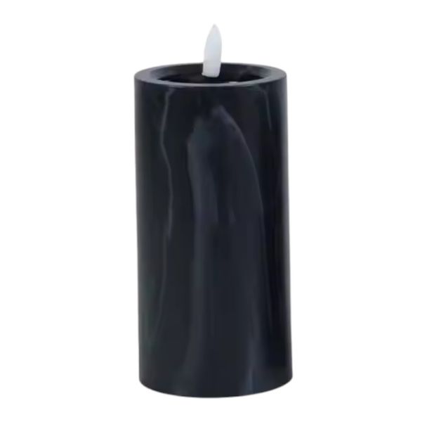 Marble Design Battery Powered Flameless Candle With LED Warm Glow - White