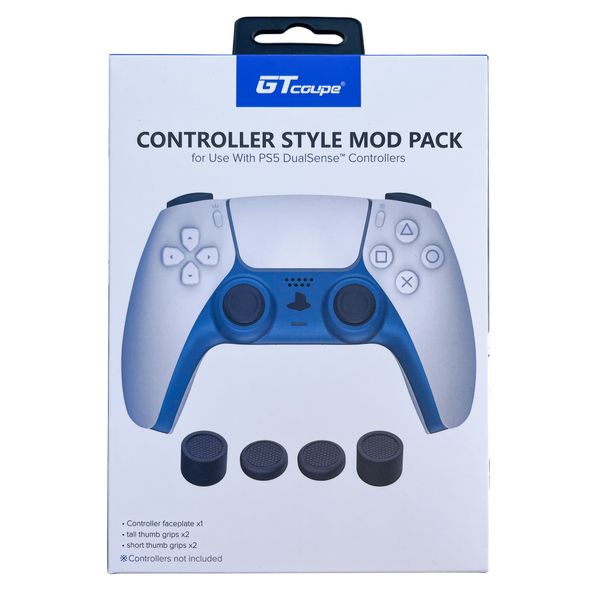 Thumb Grips and Blue Faceplate for PS5 Dualsense Controller (Four Grips)