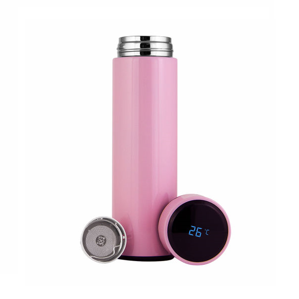 Temperature Display Smart Thermal Stainless Steel Water Bottle - Pink