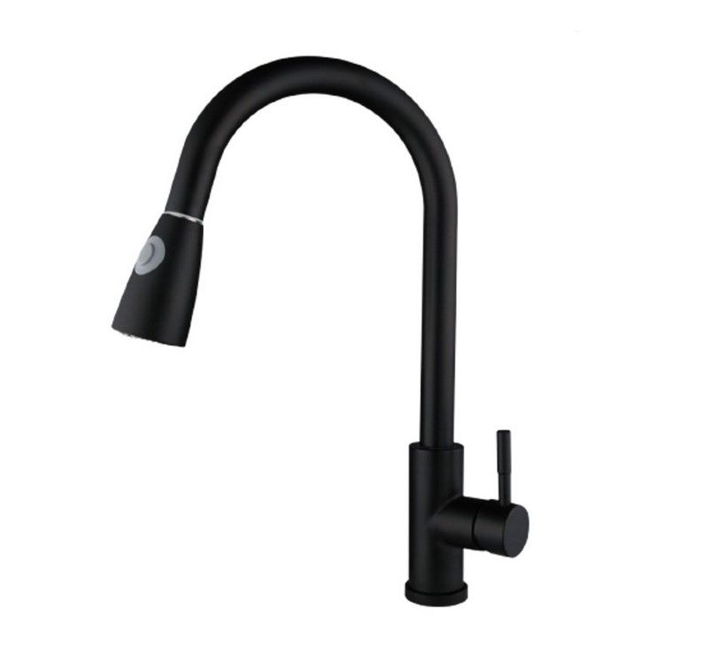 Matte Black Pull Out Faucet Retractable Rotating Faucet | Shop Today ...