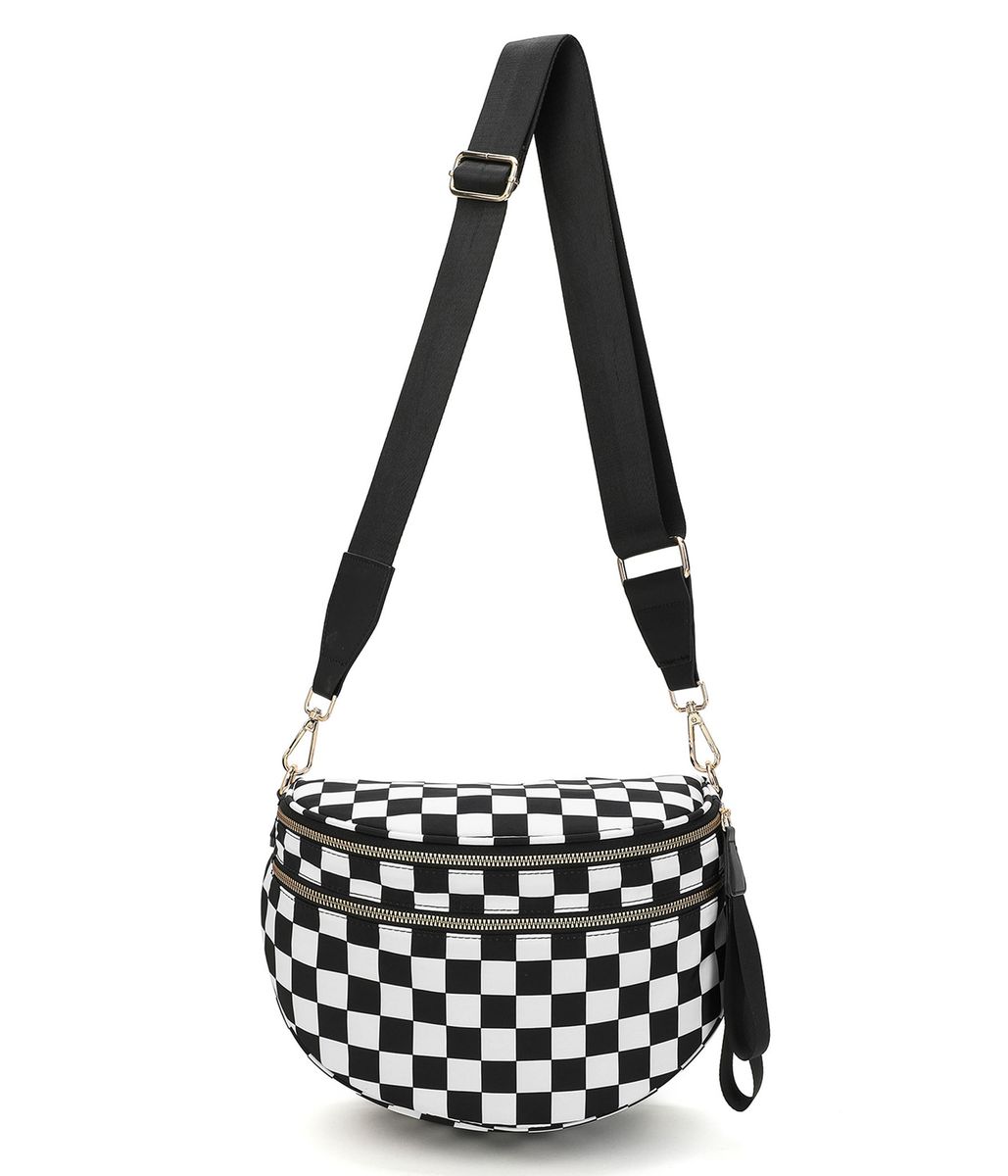 Fanny pack Crossbody Bag Spacious for Women Black and White