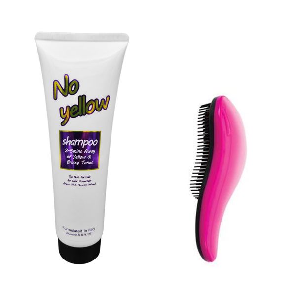 No Yellow Shampoo 250ml &amp; S-Shaped Hair Detangling Brush