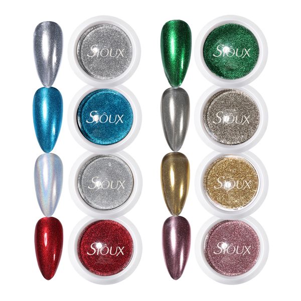 Sioux Chrome Mirror Nail Powder - 8 Colors Solid Chrome Nail Art Powder