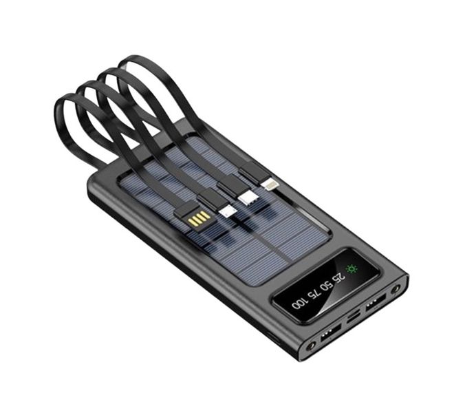 Solar Power Bank Built Cables 20000mAh Solar Charger 2 USB Ports