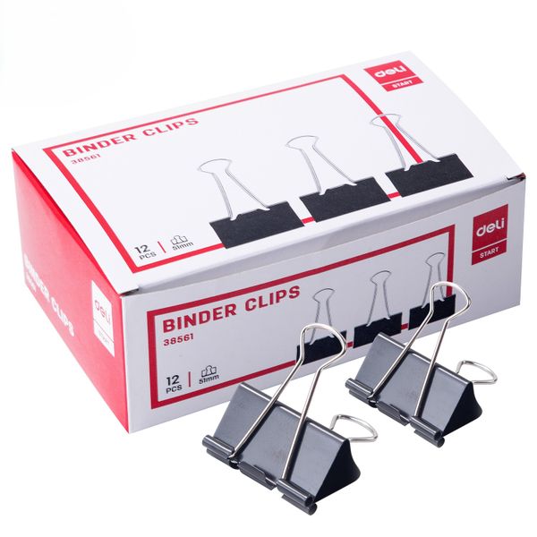 Fold Back Clips 51mm - Black (12pcs)