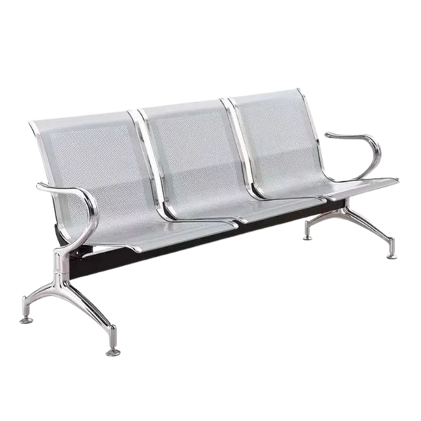 Modern 3-Seater Stainless Steel Waiting Bench