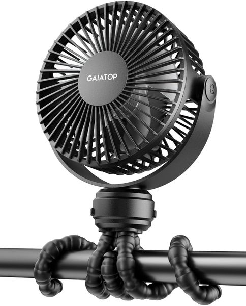 Gaiatop Mini Portable Stroller Fan, Battery Operated Small Clip on