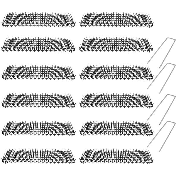 Set of 12 Cat Scat Prickle Spike Mats with 4 Nails-49x13x3cm