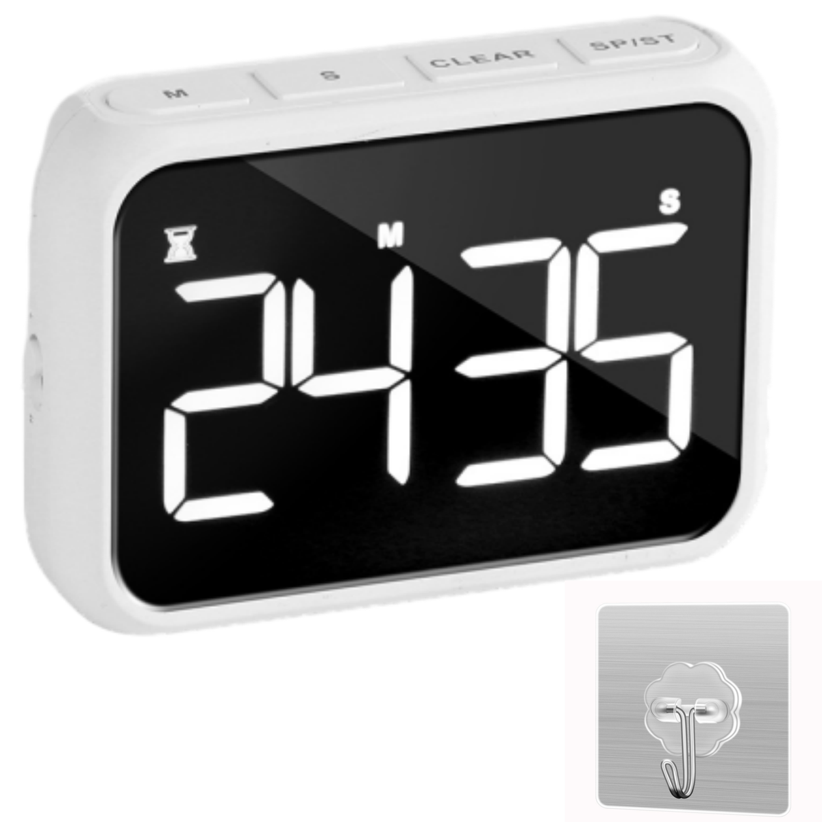 Kitchen Cooking Timer Digital Alarm Clock Magnetic With 1 Wall Hook