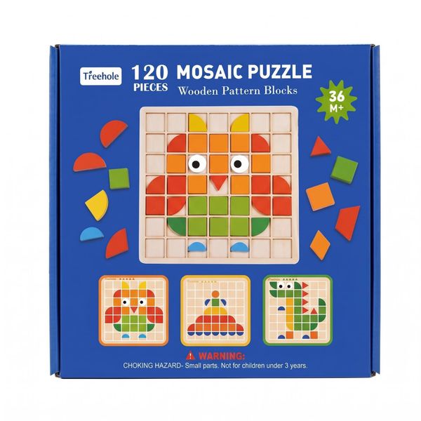 Pattern Blocks &amp; Boards Set - 120 Piece Wooden Geometric Puzzle