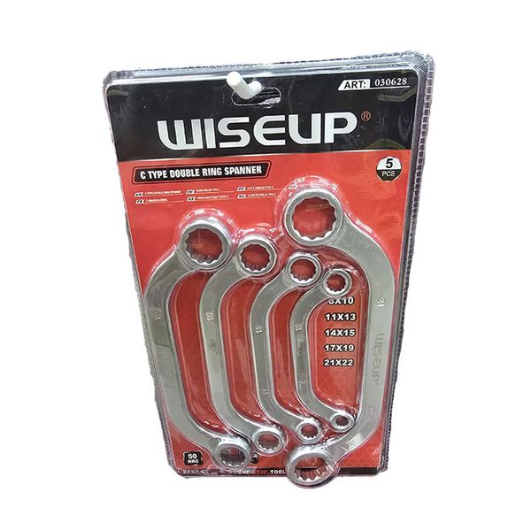 Industrial Quality 5 Pieces C Type Double Ring Spanner Set With ReVibe Pen