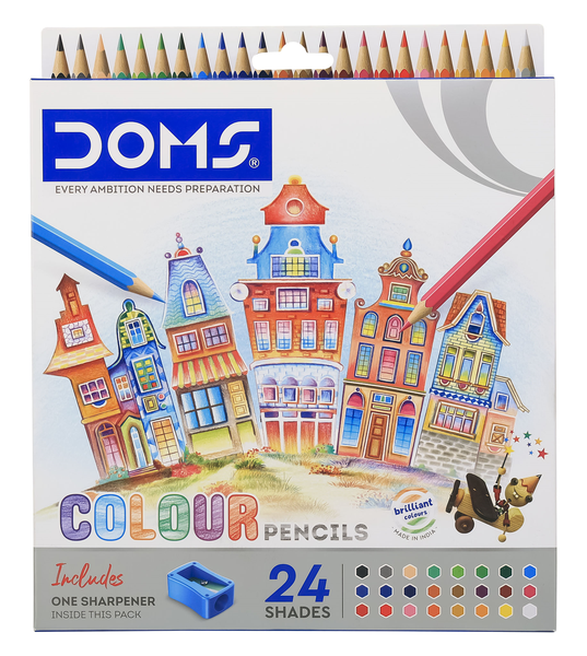 Doms Colouring Pencils 24 Pc + Sharpener