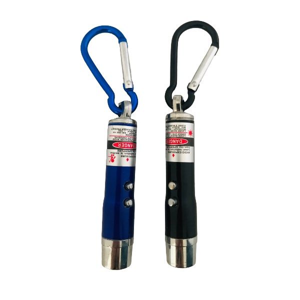 3 in 1 Laser Light Pointer Key Chain (Set of 2) Blue &amp; Silver