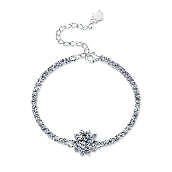 S925 Silver Sunflower Bracelet with 1 Carat Moissanite