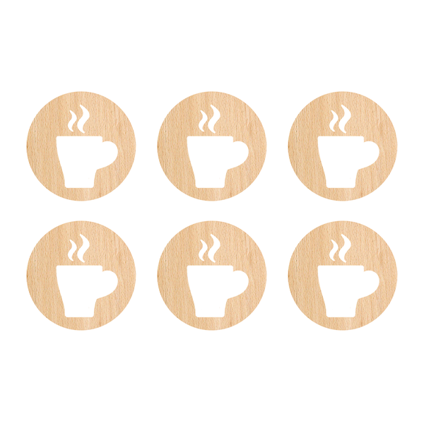 Wooden Coffee Mug Coasters - Set of 6