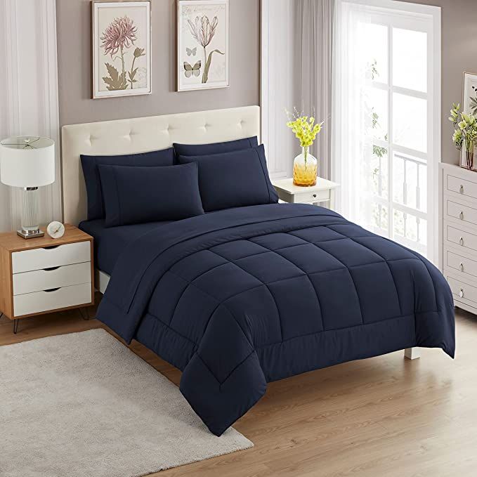 5piece Plain Comforter Set Blue Queen Shop Today. Get it Tomorrow
