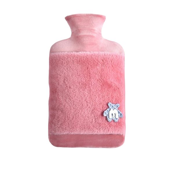 2L Water-Filled Hot Water Bottle with Removable Plush Faux Fur Cover