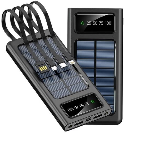 Solar Power Bank with Built-in Cables Led Light Patented Product