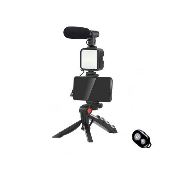 Plokama Pro Vlogging Kit Shotgun Microphone With Led Light And Tripod