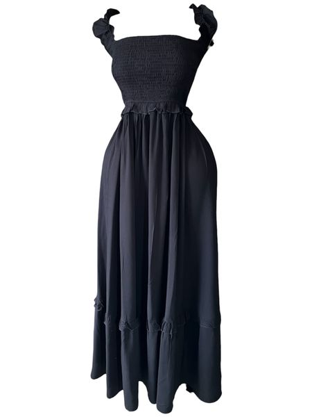 Women's Summer Smocked Maxi Dress with Ruffle Straps