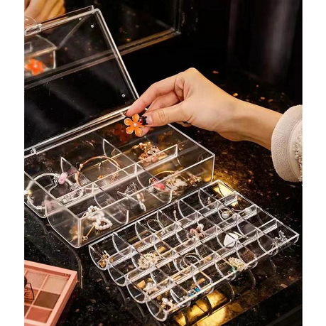 Acrylic Jewelry Boxes 3-Layer Clear Jewelry Storage Box Portable