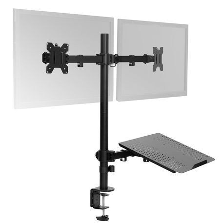 Dual Monitor Arm Mount Desktop Stand with Laptop Tray for 17-32"Screens Image