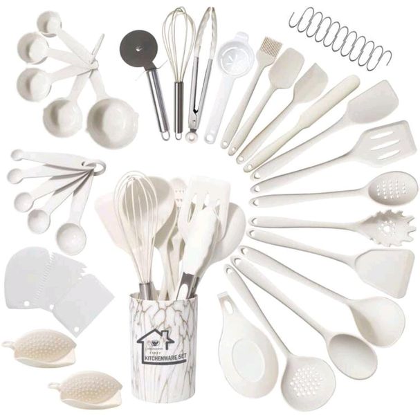43 Piece White Kitchen Utensil Set