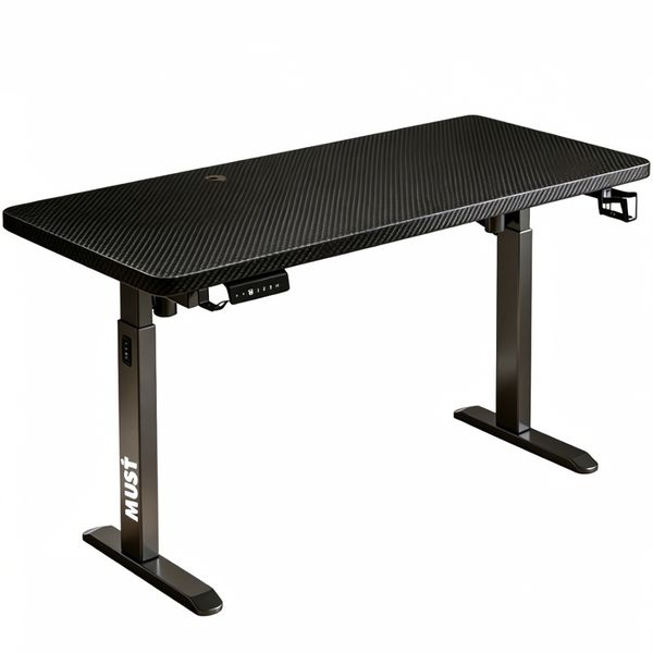 MUST 140x60 Computer Desk Electric Height Adjustable Standing Desk for Home