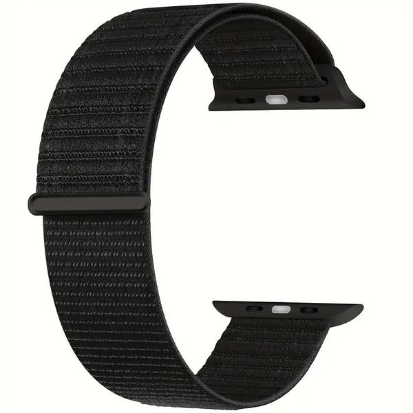 Nylon Stretch Apple Watch Strap With Velcro Clasp - Charcoal Black