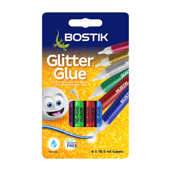 Bostik Art &amp; Craft Rainbow Glitter Glue - 6 x 10.5ml