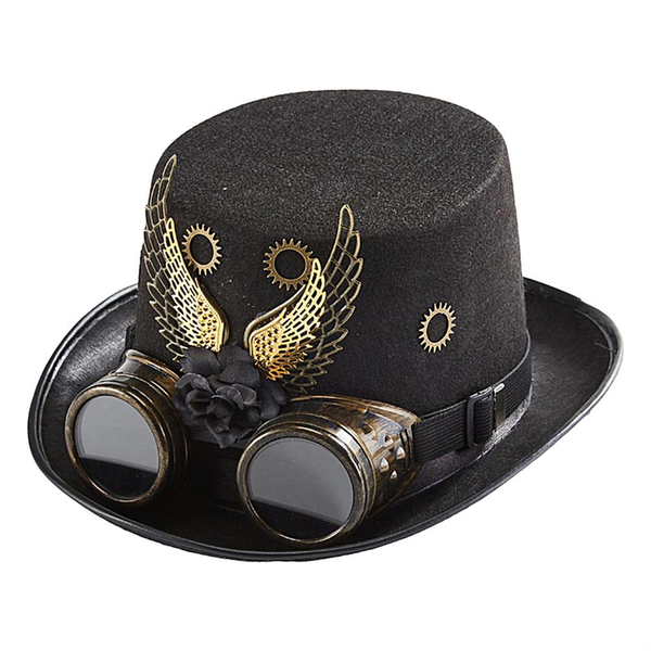 Steampunk Top Hat Vintage Wing and Gear Hat