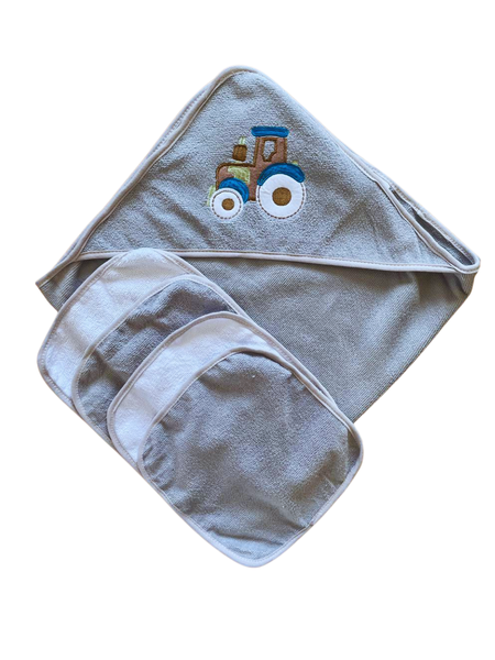 Baby Bath Towel 5-Piece Gift Set - Grey
