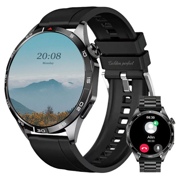 Men's Power Utility Smartwatch Android iOS Compatible 1.43" Black DualStrap