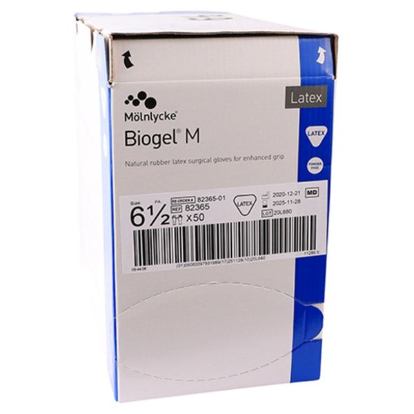 Gloves Biogel M Latex Powder Free 6.5 50's