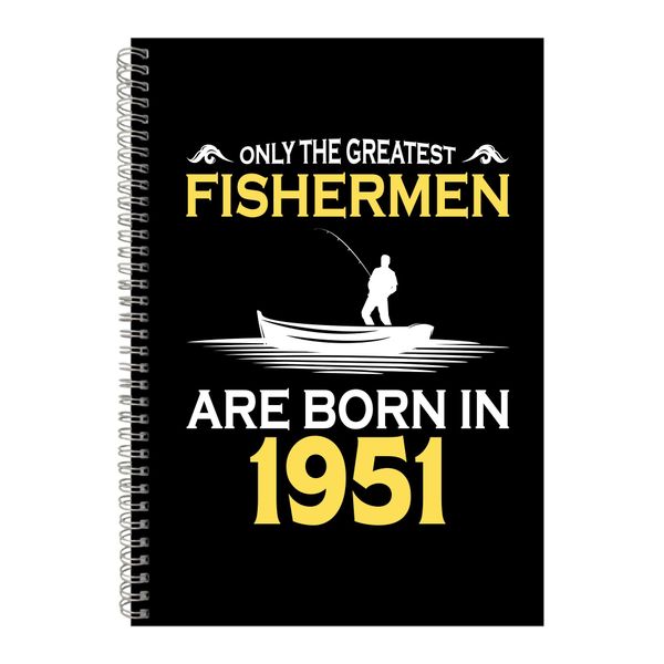 1951 A4 Notebook Spiral and Lined Fishing Lover Graphic Notepad Present 196