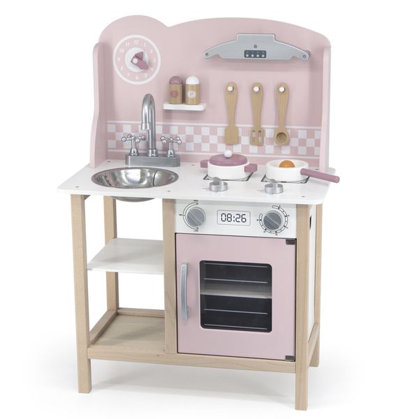 Viga Pink Wooden Kitchen with Accessories