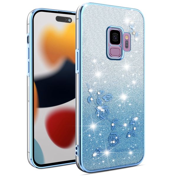 Phone Case Compatible With Samsung Galaxy S9 Flowers Diamond Shining Cover