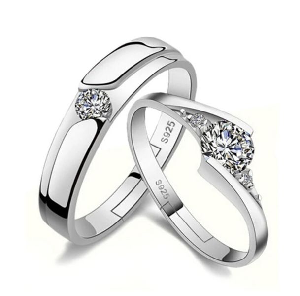SilverCity 925 Sterling Silver Plated Zircon Eternity Opening Ring Set