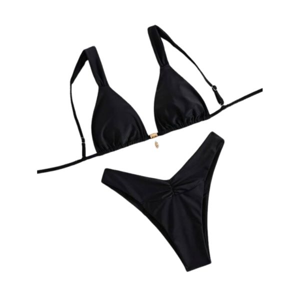 26SS Women's Fashionable Solid Color Bikini, Suitable for Beach Vacations,