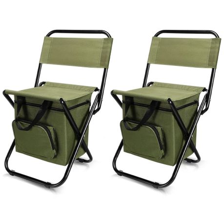 2Set Fishing Chair with Cooler Bag | Foldable Camping Stool 280LBS Capacity Image