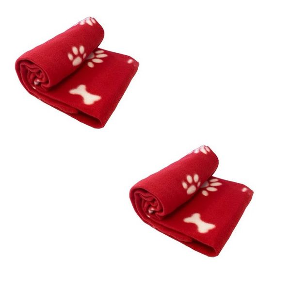 Pet's Fleece Blankets 90x150cm (Set of 2) Red
