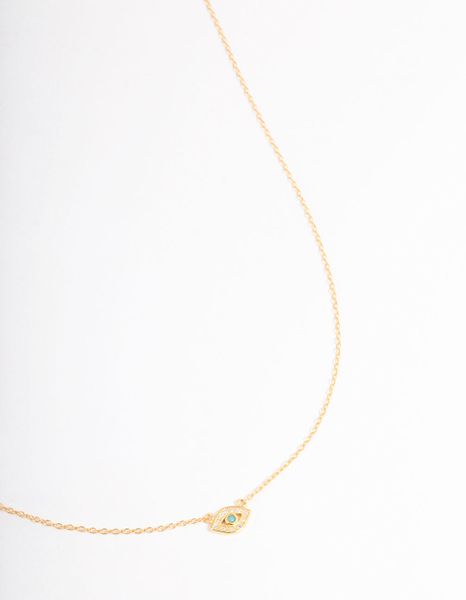 Gold Plated Sterling Silver Evil Eye Necklace