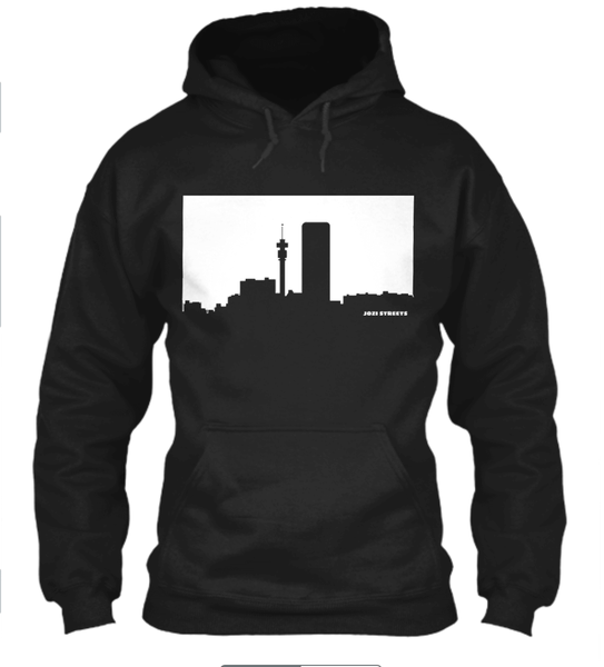 Jozi Streets Skyline Hoodie White - Black