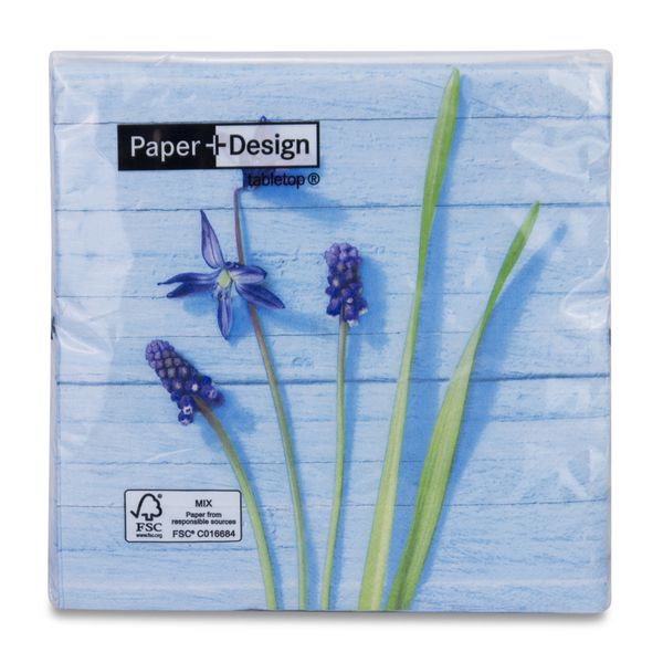 Paper + Design - Napkins - Blue Flowers - 33cm x 33xm - 20 pack
